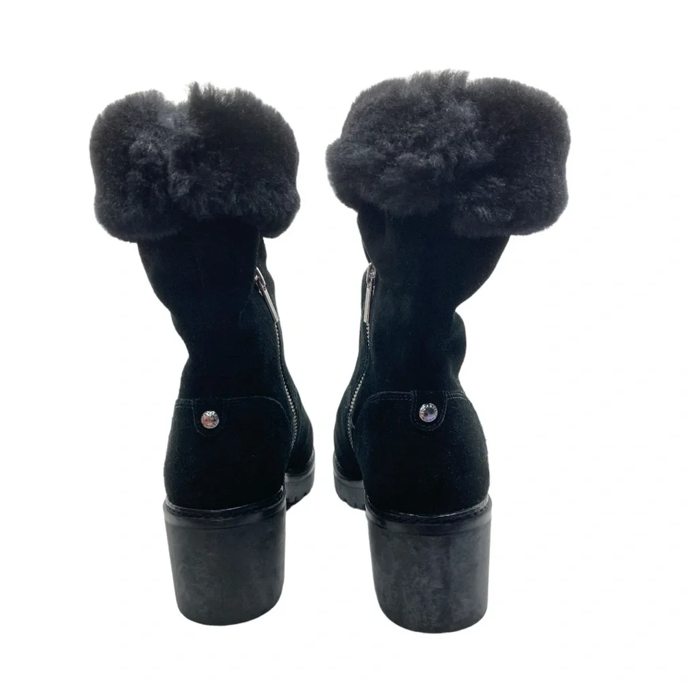 Michael Kors Leather Fur mid calf boots 7